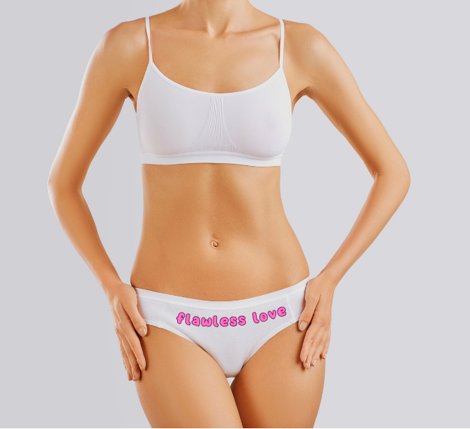 Custom Photo- White Low Waist Cotton Thong Panty