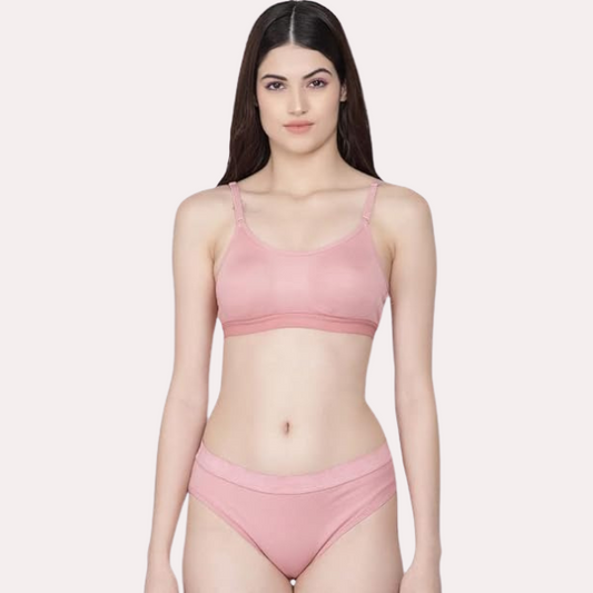 Wire-Free Women's Cotton Sports Brh Panty Set (2 Pack)