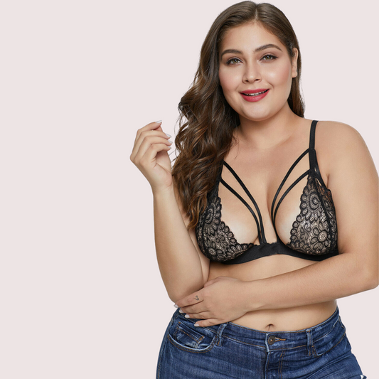 Élégance Sensuelle plus størrelse strappy blonder bralette