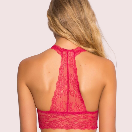 Sultry mørk lyserød blonder bralette til hverdagens glam