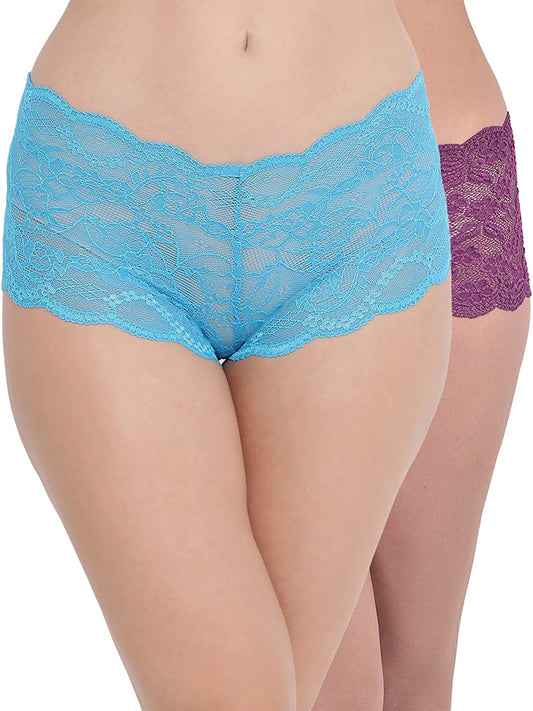 Κυρίες δαντέλες χαμηλής μέσης multicolor boyshorts (PK 2)