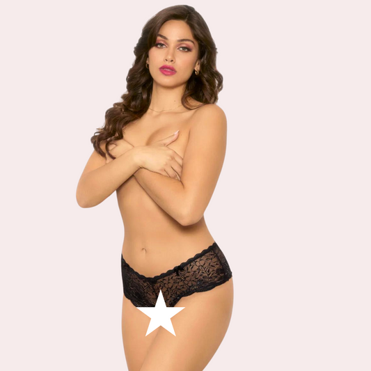 मोहक फीता में crotchless प्रीमियम बॉयशॉर्ट्स