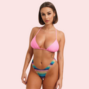 Rainbow Striped High-Cut Bikini Bottom  (Bottom Only)