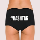 Customize Black Hashtag Cotton Boyshort Panty