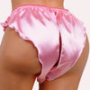Vera Celeste Silk Satin Crotchless Franse knicker