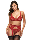 Women’s Red Lace Bralette & Garter Set