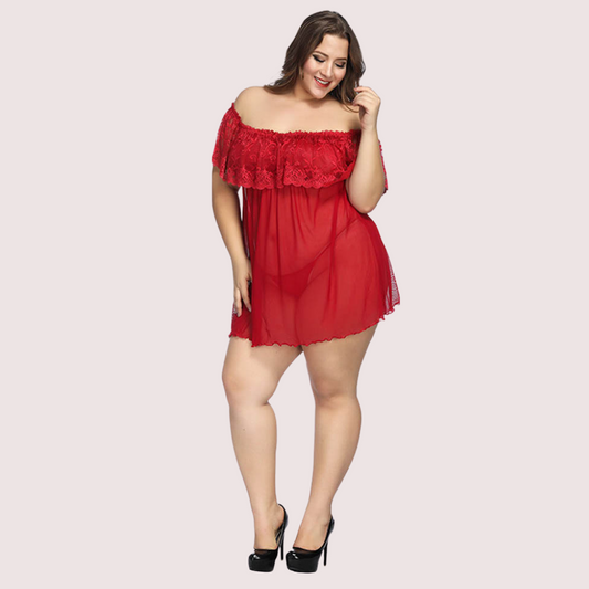 Sexy plus size kanten babydoll -jurk