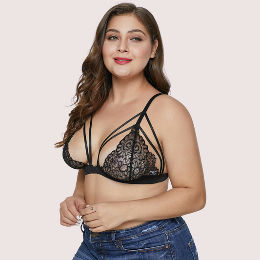 Élégance Sensuelle plus størrelse strappy blonder bralette